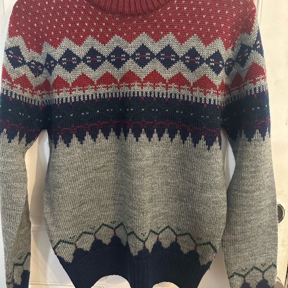 Elegant Red and Gray Sweater